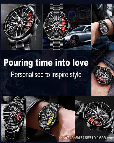 Men's Creative 3D Car Wheel Rotating Wrist Watch ⌚🚗